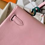 Hermes Kelly Retourne 25 Handmade Bag In Pink Swift Calfskin - Image 4