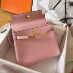 Hermes Kelly Retourne 25 Handmade Bag In Pink Swift Calfskin - Image 3