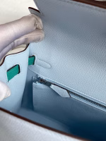 Hermes Kelly Sellier 25 Tricolor Bag in Blue/Green/SesameEpsom Calfskin - Image 4
