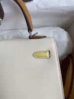 Hermes Kelly Sellier 25 Tricolor Bag in Craie/Sesame/Yellow Epsom Calfskin - Image 6