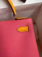 Hermes Kelly Sellier 28 Bicolor Bag in Rose Lipstick and Yellow Epsom Calfskin - Image 8