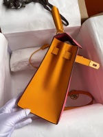 Hermes Kelly Sellier 28 Bicolor Bag in Rose Lipstick and Yellow Epsom Calfskin - Image 9