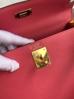 Hermes Kelly Sellier 28 Bicolor Bag in Rose Lipstick and Yellow Epsom Calfskin - Image 4