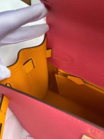 Hermes Kelly Sellier 28 Bicolor Bag in Rose Lipstick and Yellow Epsom Calfskin - Image 5