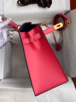 Hermes Kelly Sellier 28 Bicolor Bag in Blue Saphir and Rose Lipstick Epsom Calfskin - Image 9