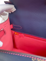 Hermes Kelly Sellier 28 Bicolor Bag in Blue Saphir and Rose Lipstick Epsom Calfskin - Image 5