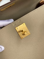 Hermes Kelly Sellier 28 Bicolor Bag in Trench and Gold Epsom Calfskin - Image 8