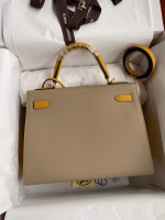 Hermes Kelly Sellier 28 Bicolor Bag in Trench and Yellow Epsom Calfskin - Image 6
