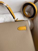 Hermes Kelly Sellier 28 Bicolor Bag in Trench and Yellow Epsom Calfskin - Image 8