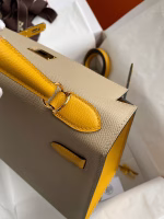 Hermes Kelly Sellier 28 Bicolor Bag in Trench and Yellow Epsom Calfskin - Image 2