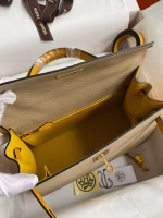 Hermes Kelly Sellier 28 Bicolor Bag in Trench and Yellow Epsom Calfskin - Image 4