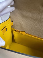 Hermes Kelly Sellier 28 Bicolor Bag in Trench and Yellow Epsom Calfskin - Image 5
