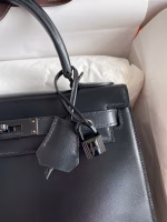 Hermes Kelly Sellier 28 Handmade Bag In Black Box Calfskin - Image 7