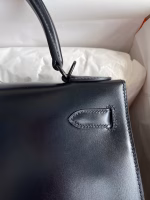 Hermes Kelly Sellier 28 Handmade Bag In Black Box Calfskin - Image 8