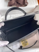 Hermes Kelly Sellier 28 Handmade Bag In Black Box Calfskin - Image 4