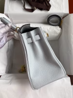 Hermes Kelly Retourne 28 Handmade Bag In Blue Glacier Clemence Leather - Image 9