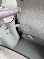 Hermes Kelly Retourne 28 Handmade Bag In Blue Glacier Clemence Leather - Image 5