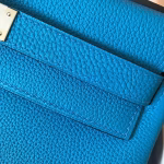 Hermes Kelly Retourne 28 Handmade Bag In Blue Zanzibar Clemence Leather - Image 8