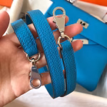 Hermes Kelly Retourne 28 Handmade Bag In Blue Zanzibar Clemence Leather - Image 3