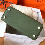 Hermes Kelly Retourne 28 Handmade Bag In Canopee Clemence Leather - Image 4