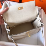 Hermes Kelly Retourne 28 Handmade Bag In Craie Clemence Leather - Image 5