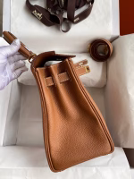 Hermes Kelly Retourne 28 Handmade Bag In Gold Clemence Leather - Image 9