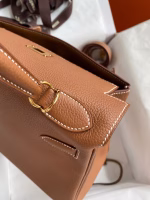 Hermes Kelly Retourne 28 Handmade Bag In Gold Clemence Leather - Image 2