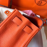 Hermes Kelly Retourne 28 Handmade Bag In Orange Clemence Leather - Image 4
