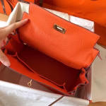 Hermes Kelly Retourne 28 Handmade Bag In Orange Clemence Leather - Image 2