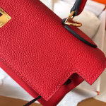 Hermes Kelly Retourne 28 Handmade Bag In Red Clemence Leather - Image 4