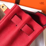 Hermes Kelly Retourne 28 Handmade Bag In Red Clemence Leather - Image 2