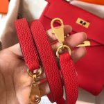 Hermes Kelly Retourne 28 Handmade Bag In Red Clemence Leather - Image 8