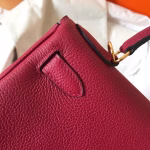 Hermes Kelly Retourne 28 Handmade Bag In Ruby Clemence Leather - Image 3
