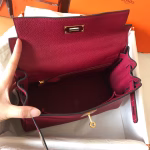 Hermes Kelly Retourne 28 Handmade Bag In Ruby Clemence Leather - Image 9