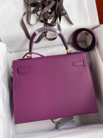 Hermes Kelly Sellier 28 Handmade Bag In Anemone Epsom Calfskin - Image 7