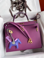 Hermes Kelly Sellier 28 Handmade Bag In Anemone Epsom Calfskin - Image 2