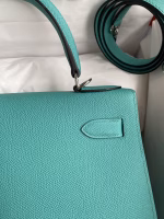 Hermes Kelly Sellier 28 Handmade Bag In Blue Paon Epsom Calfskin - Image 3