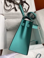 Hermes Kelly Sellier 28 Handmade Bag In Blue Paon Epsom Calfskin - Image 7