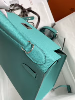 Hermes Kelly Sellier 28 Handmade Bag In Blue Paon Epsom Calfskin - Image 2