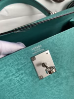 Hermes Kelly Sellier 28 Handmade Bag In Blue Paon Epsom Calfskin - Image 9