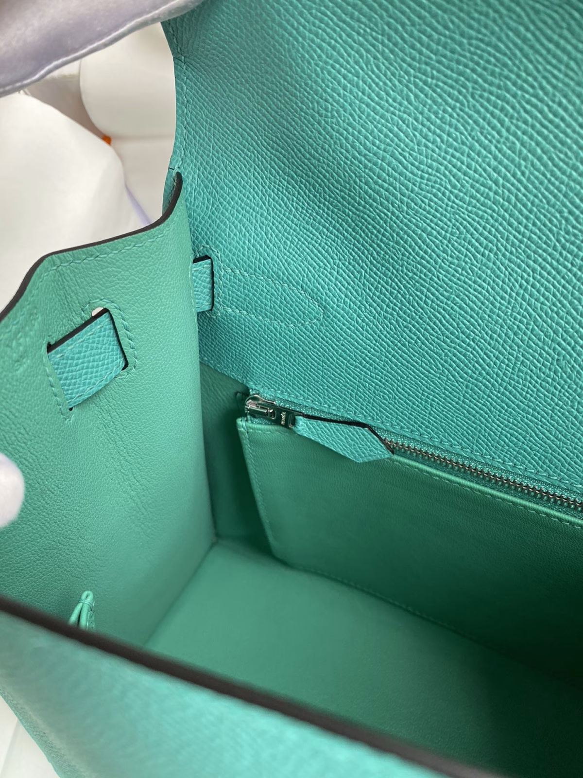 Hermes Kelly Sellier 28 Handmade Bag In Blue Paon Epsom Calfskin - Image 4