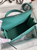 Hermes Kelly Sellier 28 Handmade Bag In Blue Paon Epsom Calfskin - Image 6