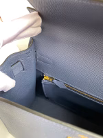 Hermes Kelly Sellier 28 Handmade Bag In Blue Saphir Epsom Calfskin - Image 2