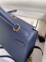 Hermes Kelly Sellier 28 Handmade Bag In Blue Saphir Epsom Calfskin - Image 8