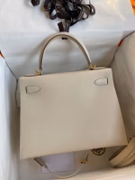 Hermes Kelly Sellier 28 Handmade Bag In Craie Epsom Calfskin - Image 7