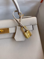 Hermes Kelly Sellier 28 Handmade Bag In Craie Epsom Calfskin - Image 6