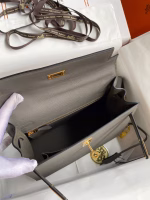 Hermes Kelly Sellier 28 Handmade Bag In Etain Epsom Calfskin - Image 2