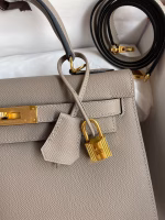 Hermes Kelly Sellier 28 Handmade Bag In Gris Asphalt Epsom Calfskin - Image 7