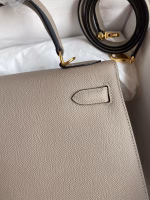 Hermes Kelly Sellier 28 Handmade Bag In Gris Asphalt Epsom Calfskin - Image 8