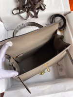 Hermes Kelly Sellier 28 Handmade Bag In Gris Asphalt Epsom Calfskin - Image 2